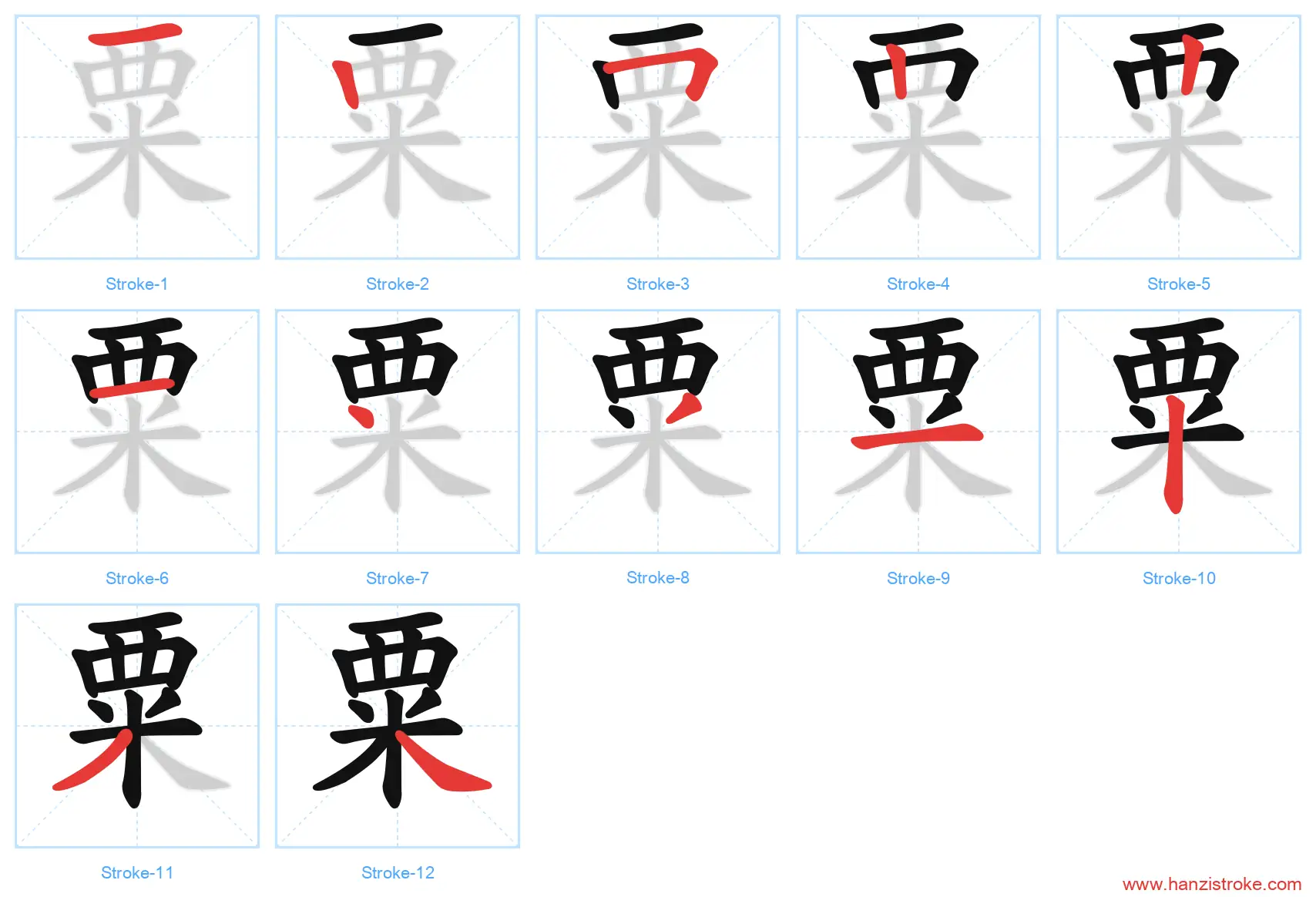 粟 stroke order diagram