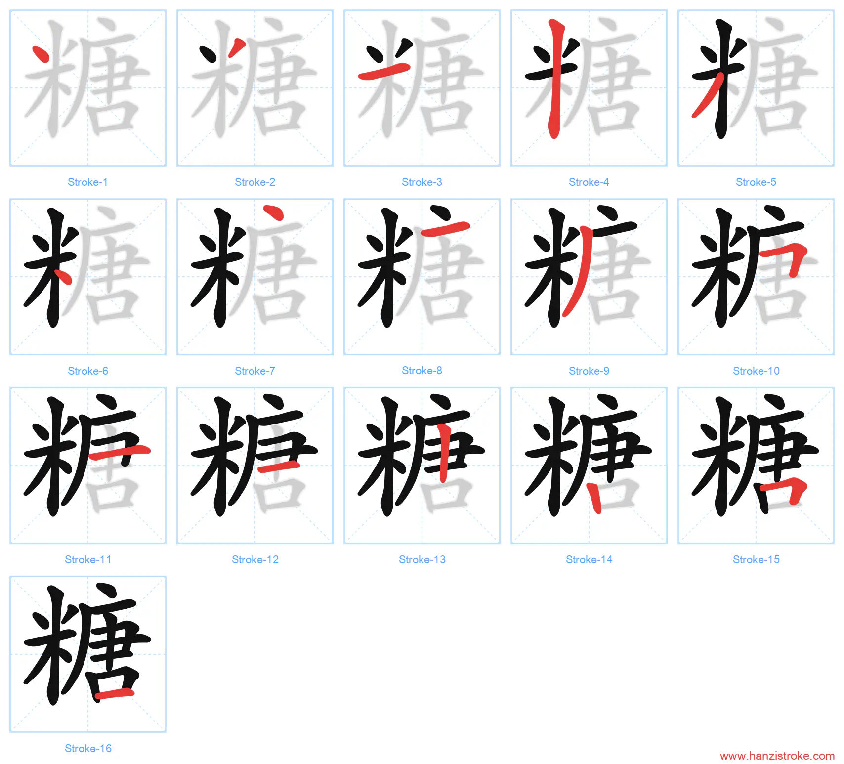 糖 stroke order diagram
