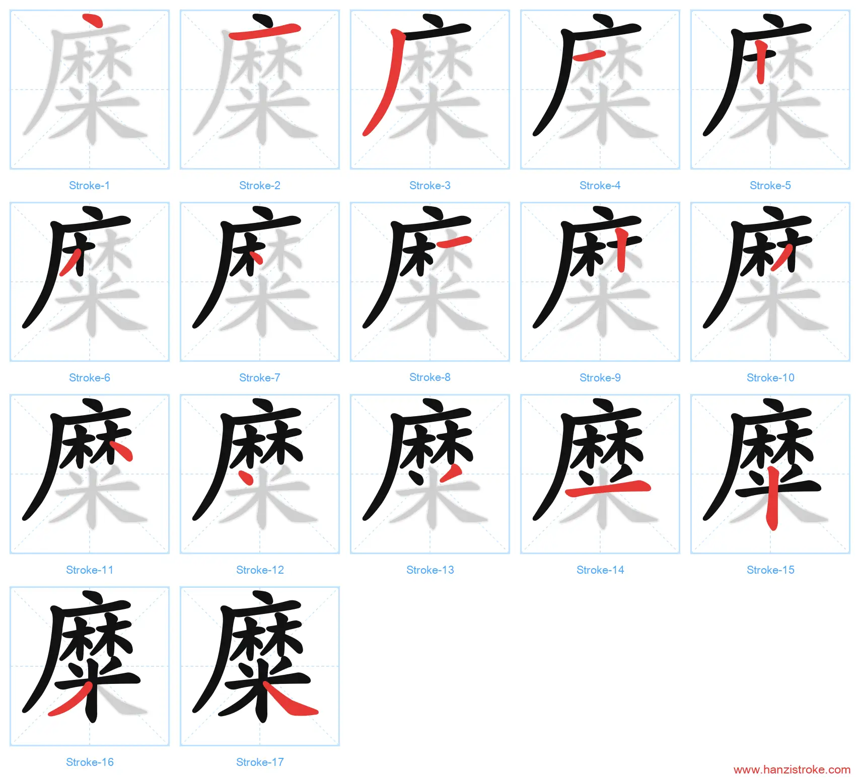糜 stroke order diagram