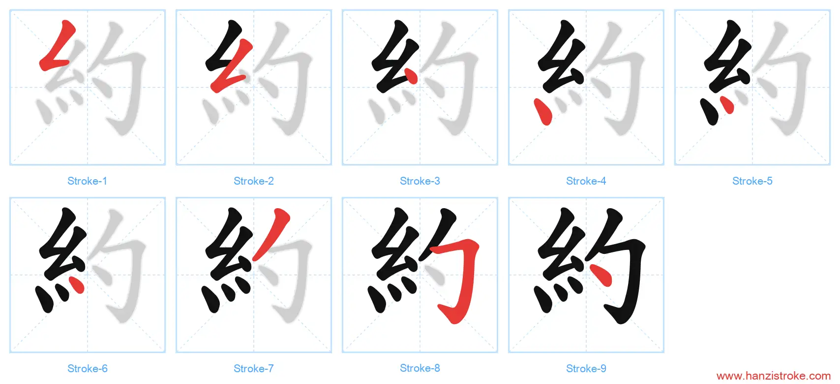 約 traditional stroke order diagram