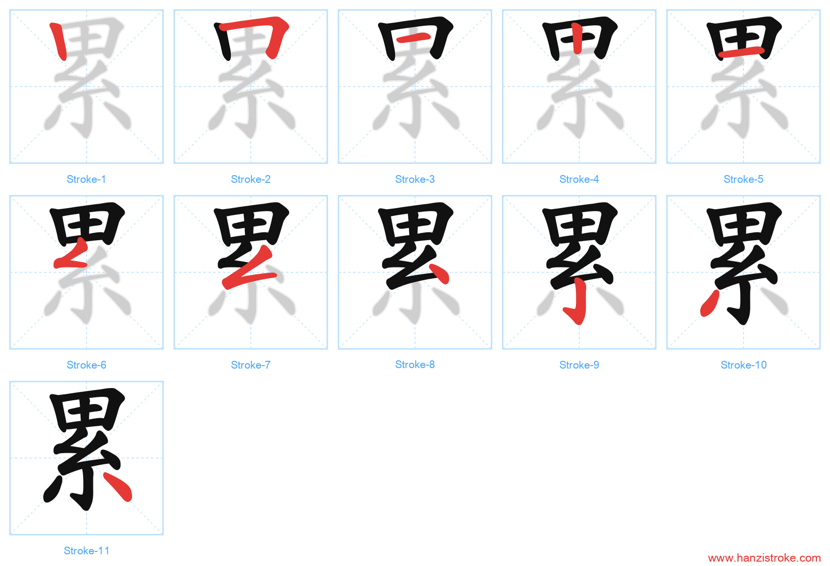 累 stroke order diagram