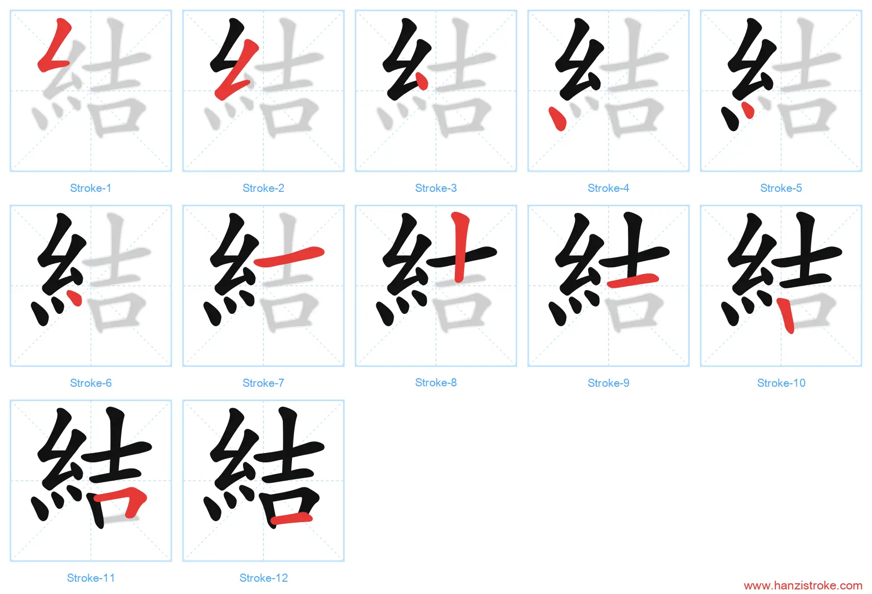 結 traditional stroke order diagram