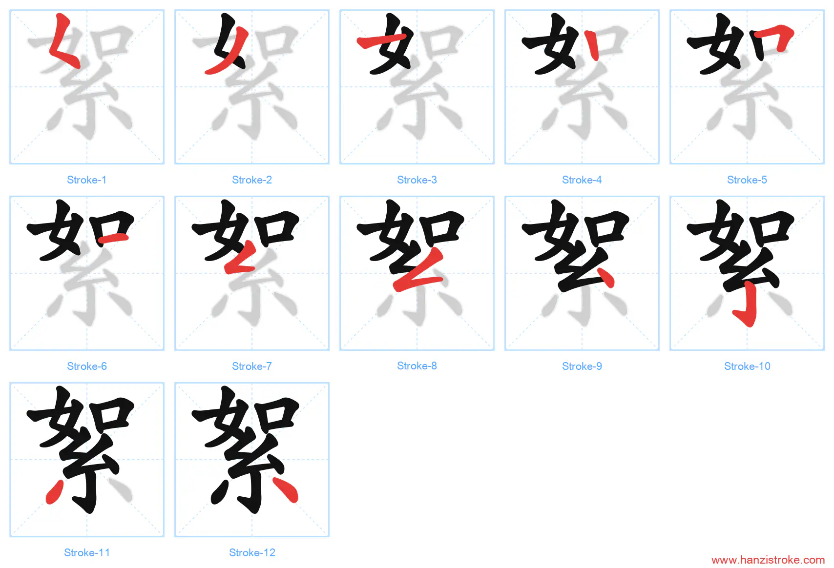 絮 stroke order diagram