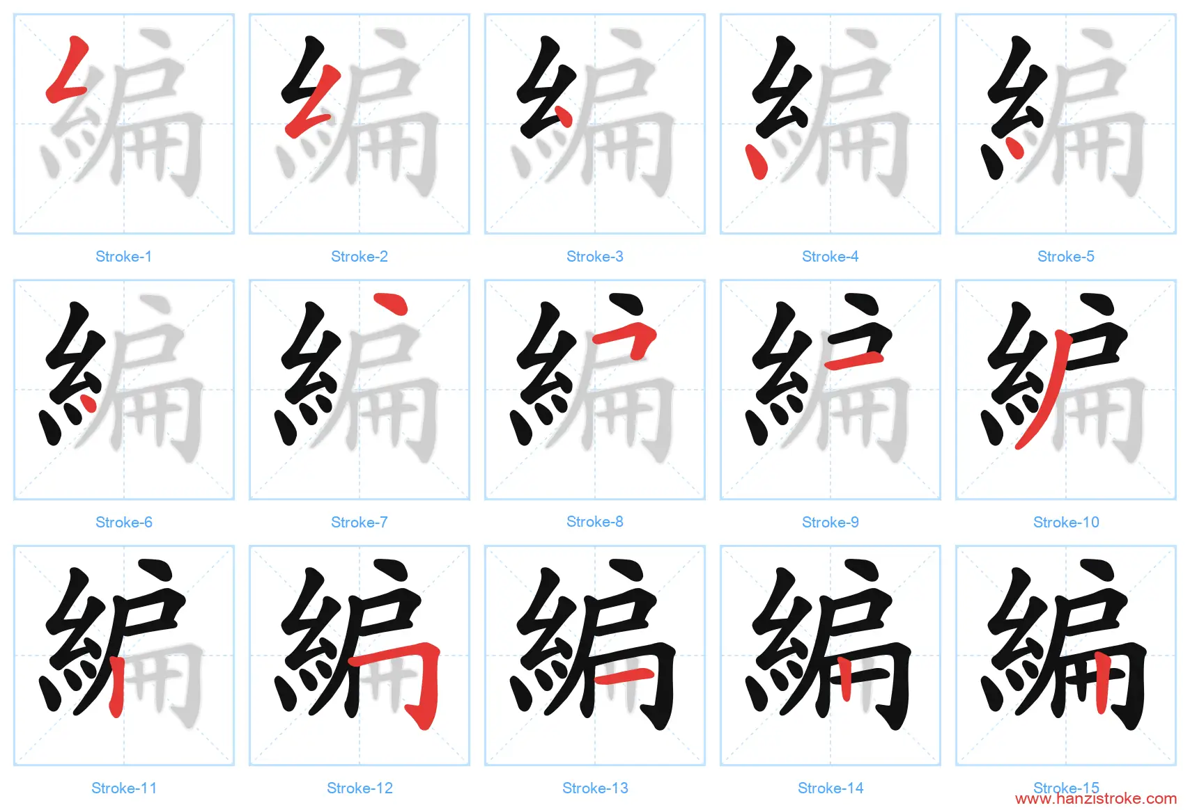 編 traditional stroke order diagram