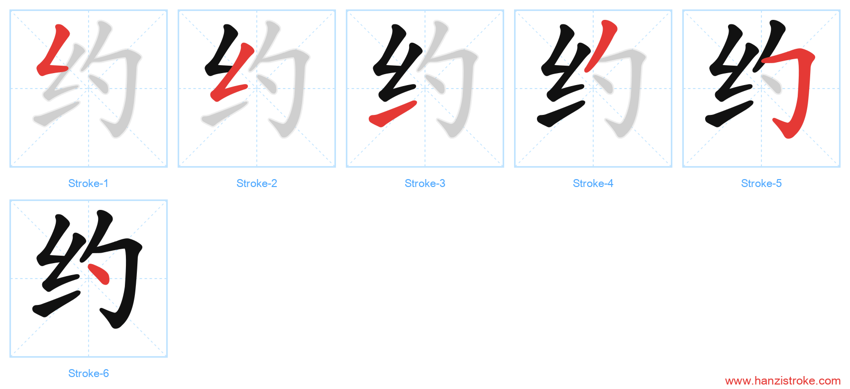 约 stroke order diagram