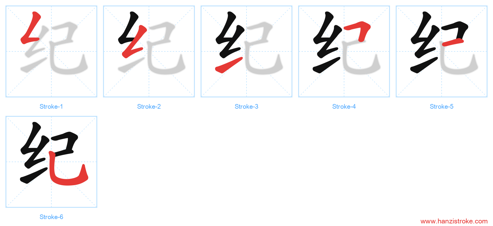 纪 stroke order diagram