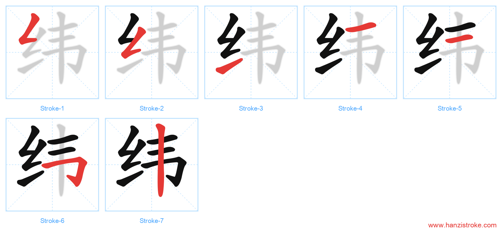 纬 stroke order diagram