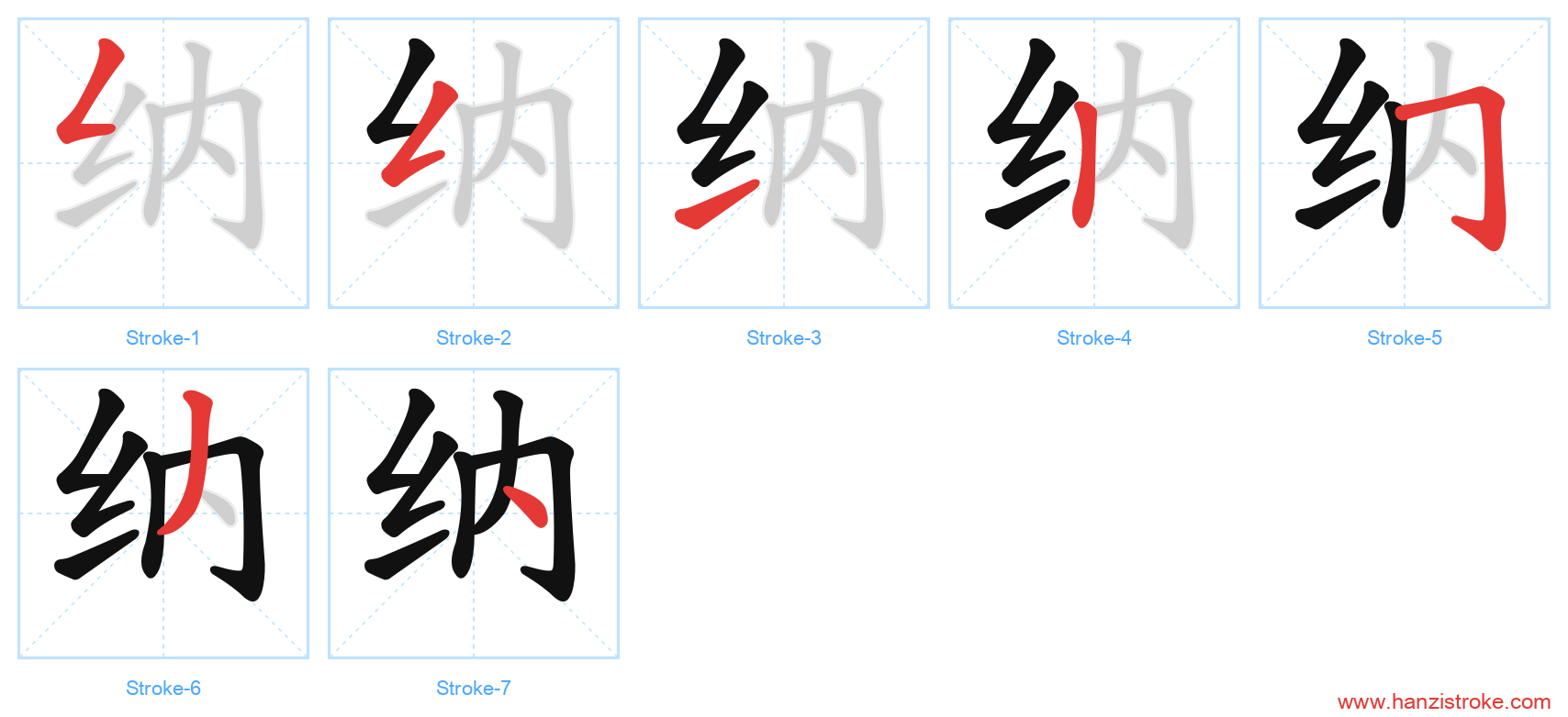 纳 stroke order diagram