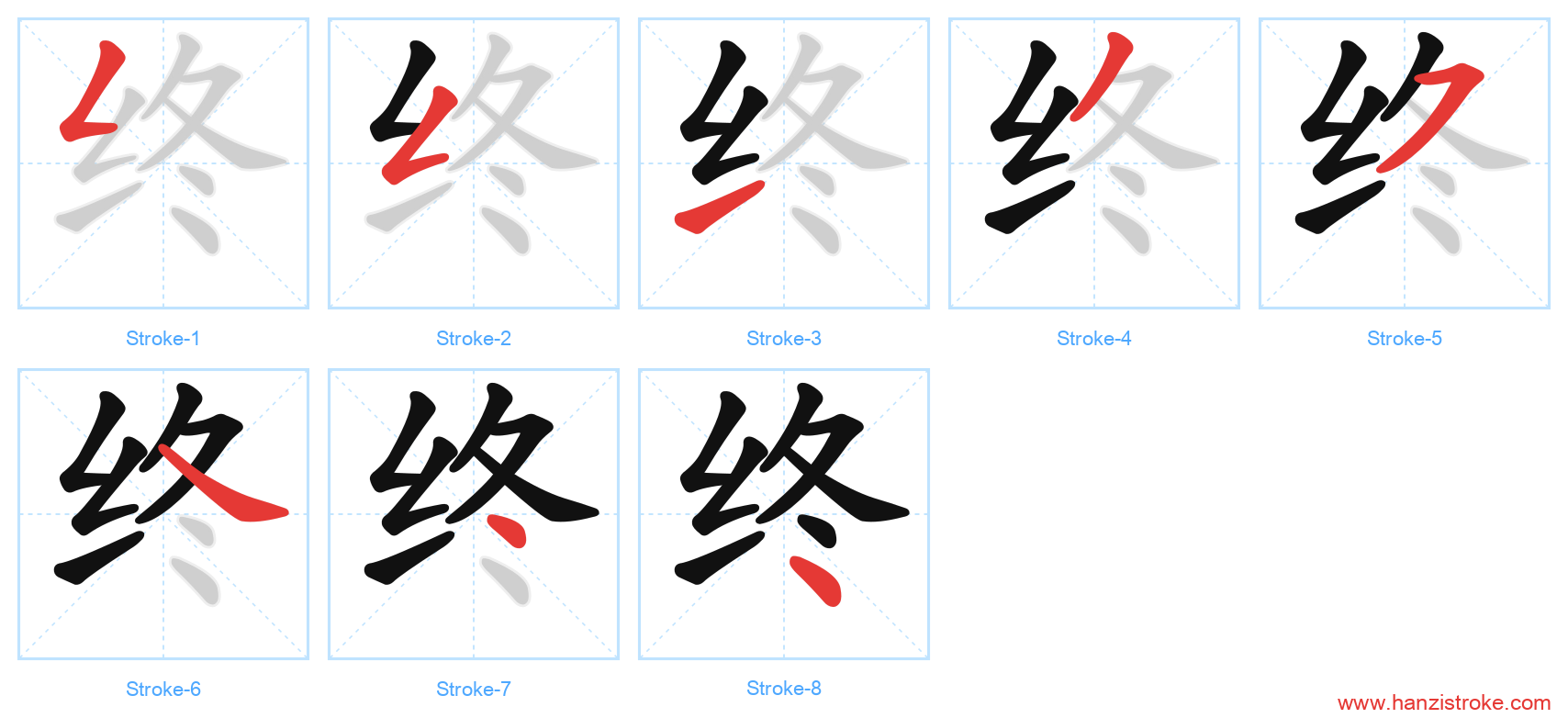 终 stroke order diagram