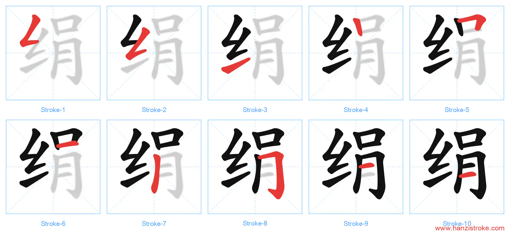 绢 stroke order diagram