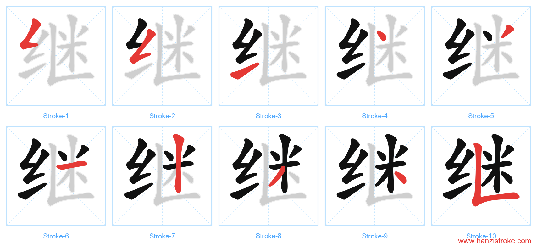 继 stroke order diagram