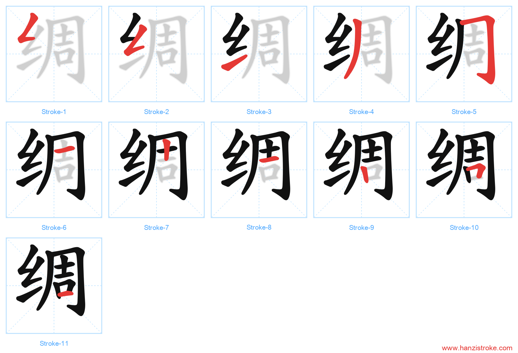 绸 stroke order diagram