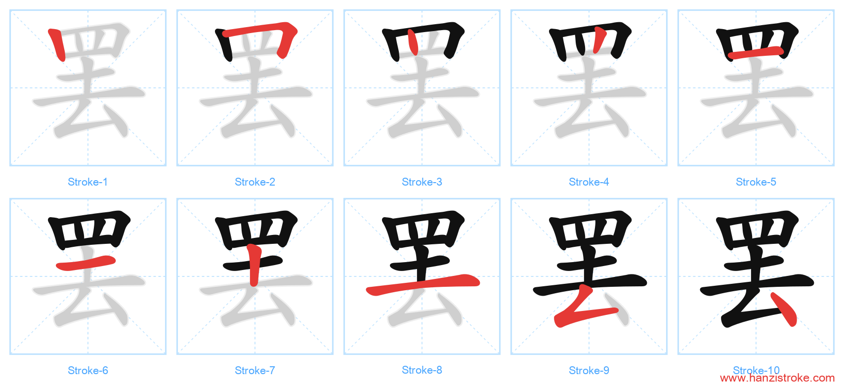 罢 stroke order diagram