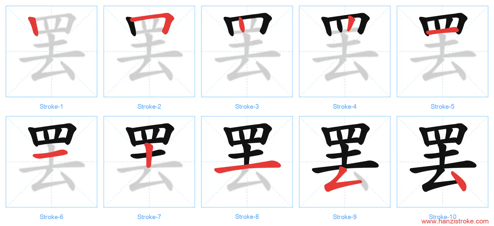 罢 stroke order diagram