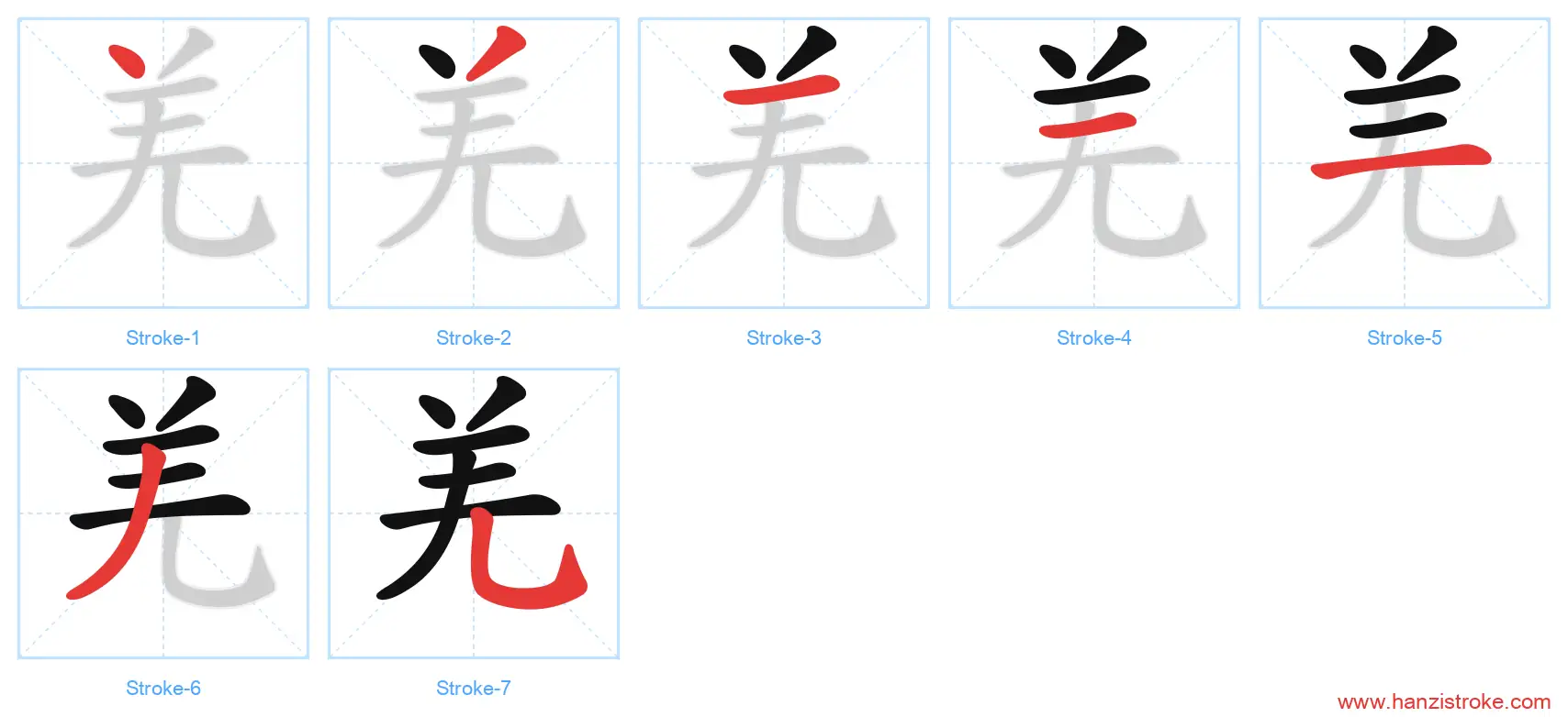 羌 stroke order diagram