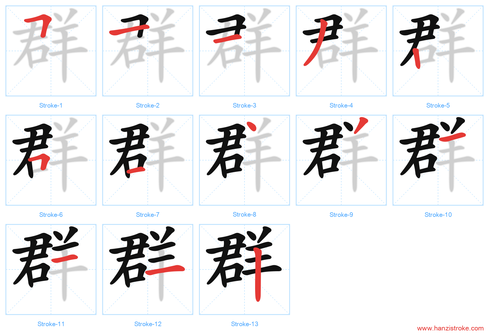 群 stroke order diagram