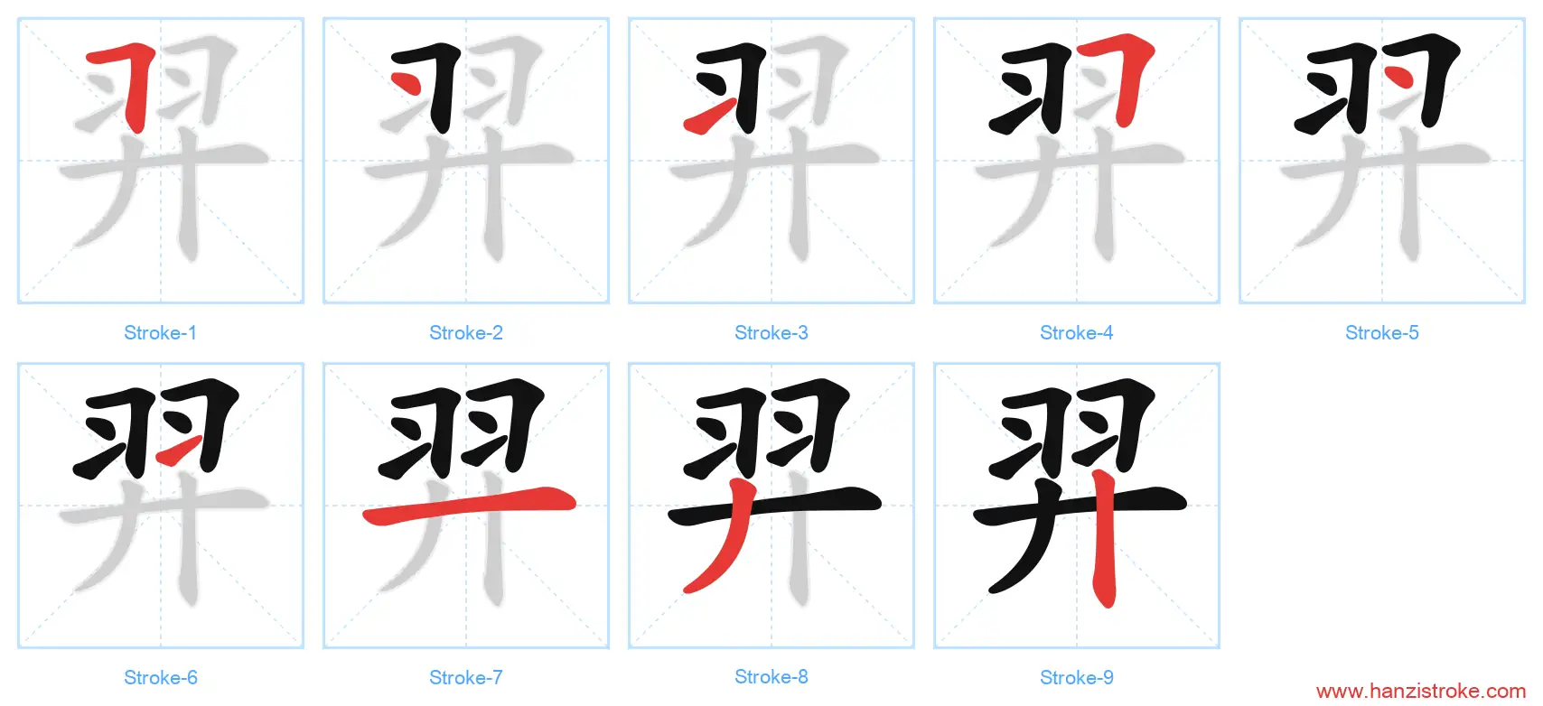 羿 stroke order diagram