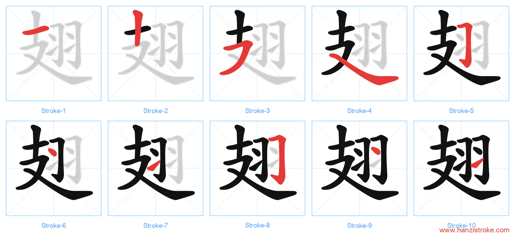 翅 stroke order diagram