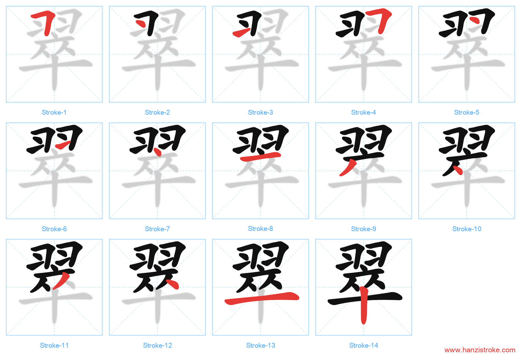 翠 stroke order diagram