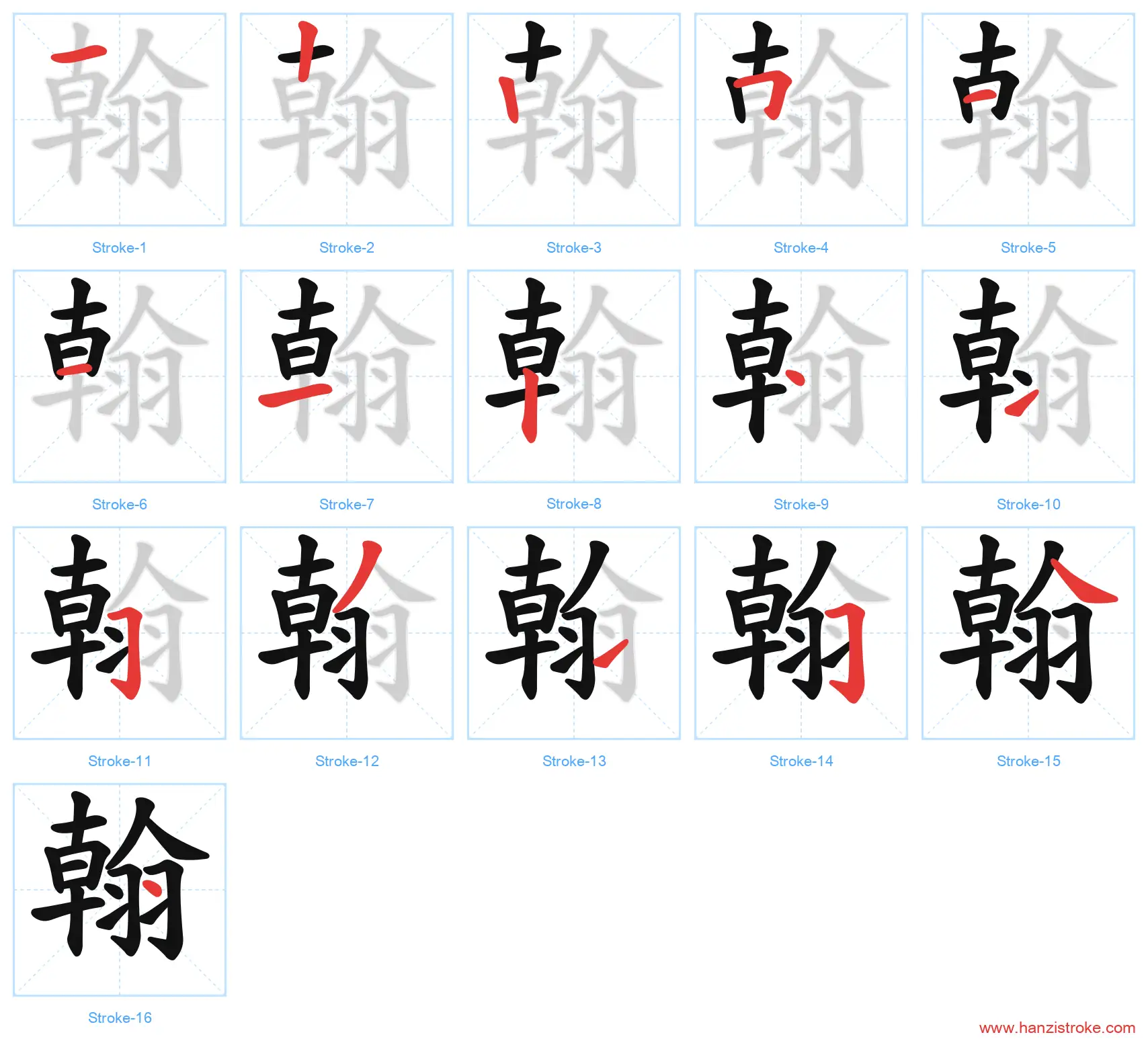翰 stroke order diagram