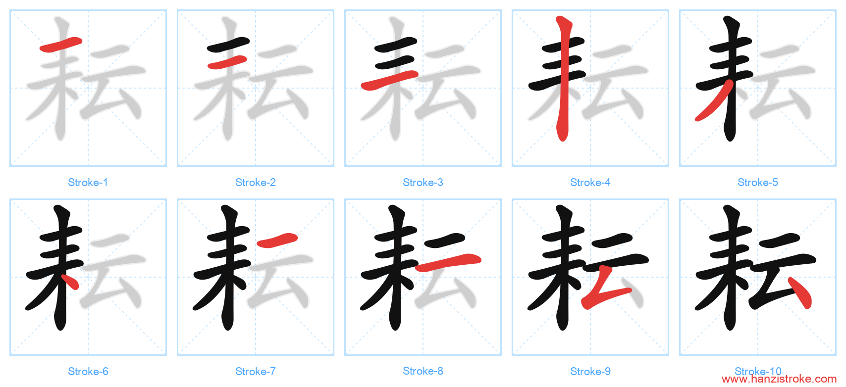 耘 stroke order diagram