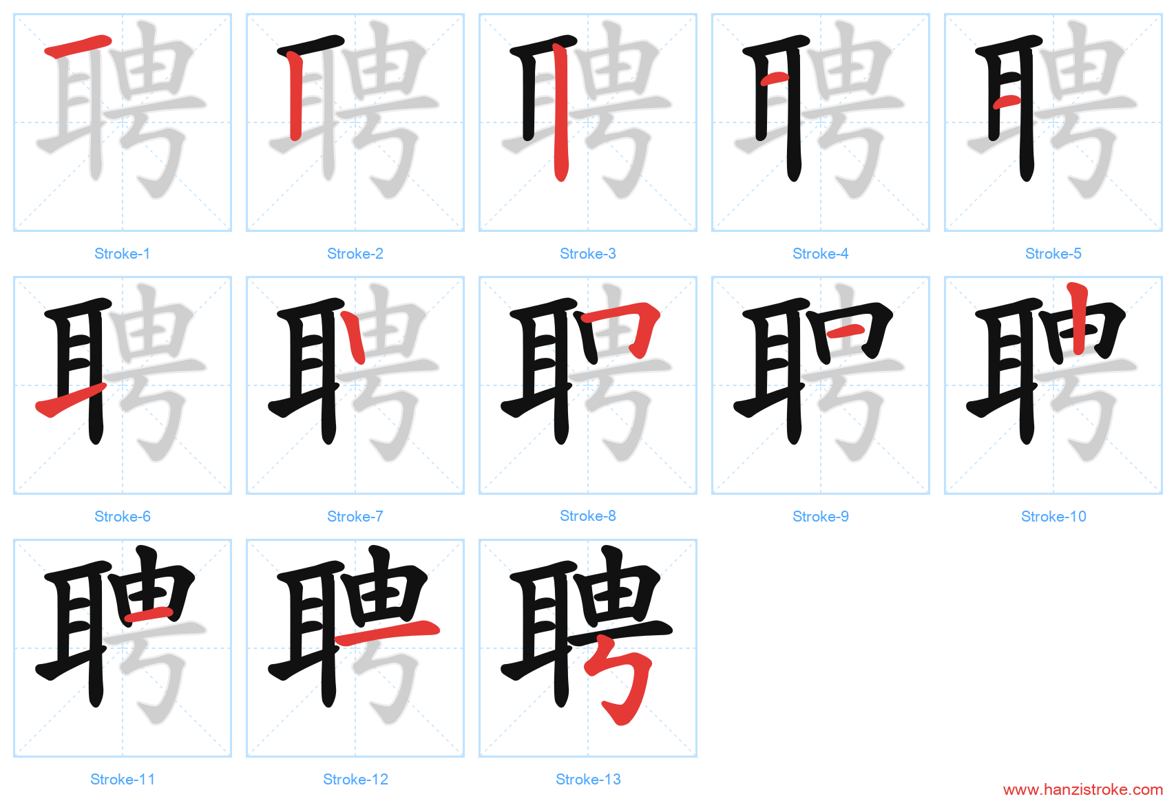 聘 stroke order diagram
