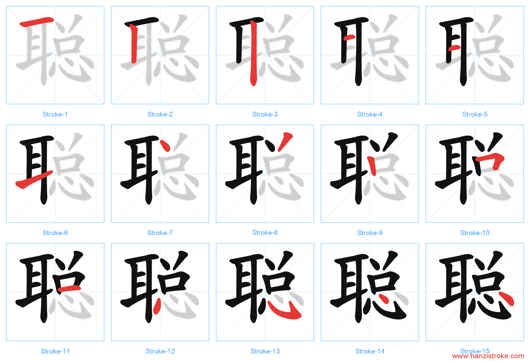 聪 stroke order diagram