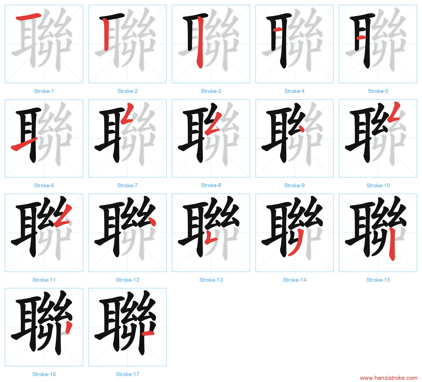 聯 traditional stroke order diagram