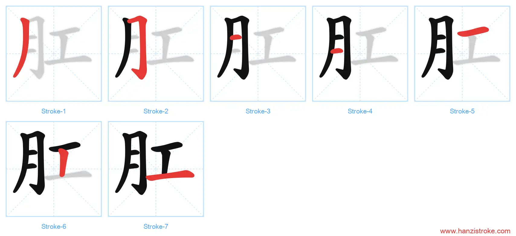 肛 stroke order diagram