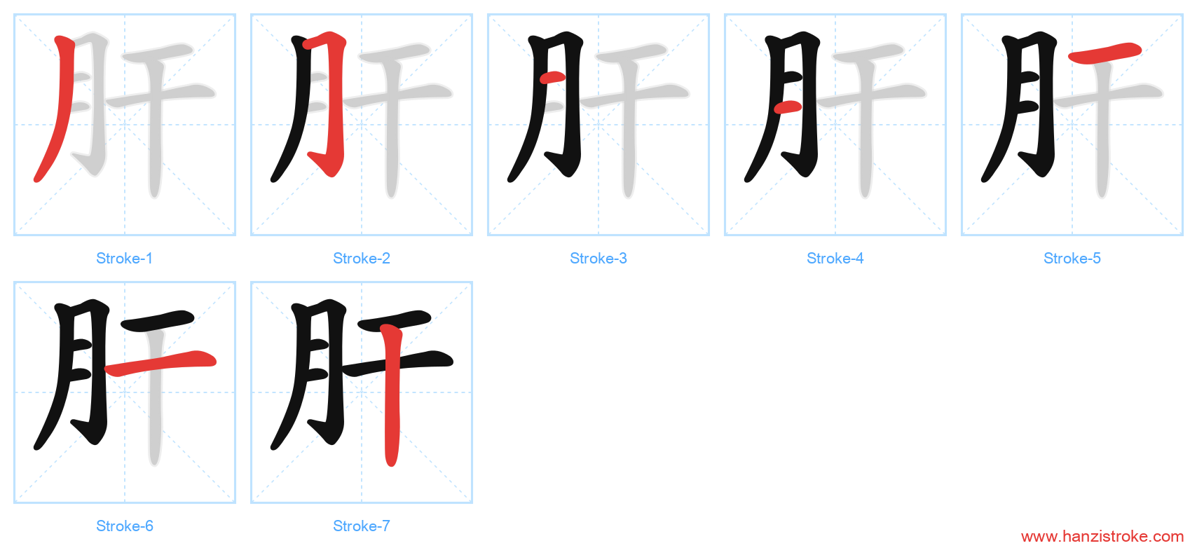 肝 stroke order diagram