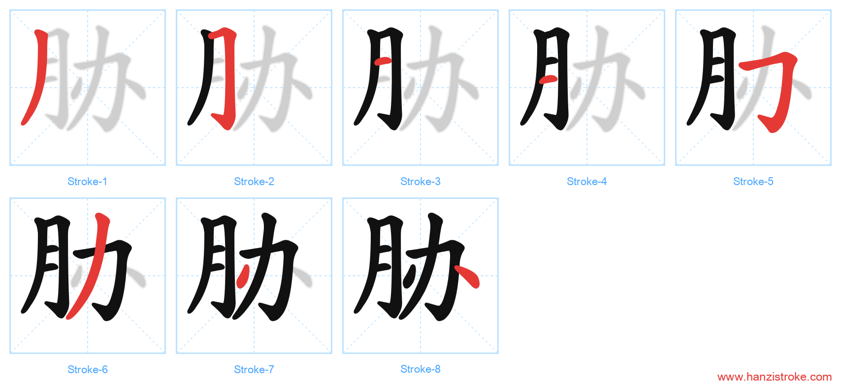 胁 stroke order diagram