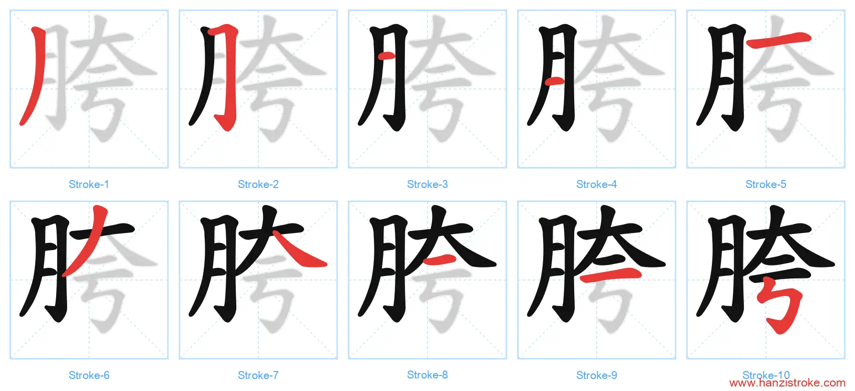 胯 stroke order diagram
