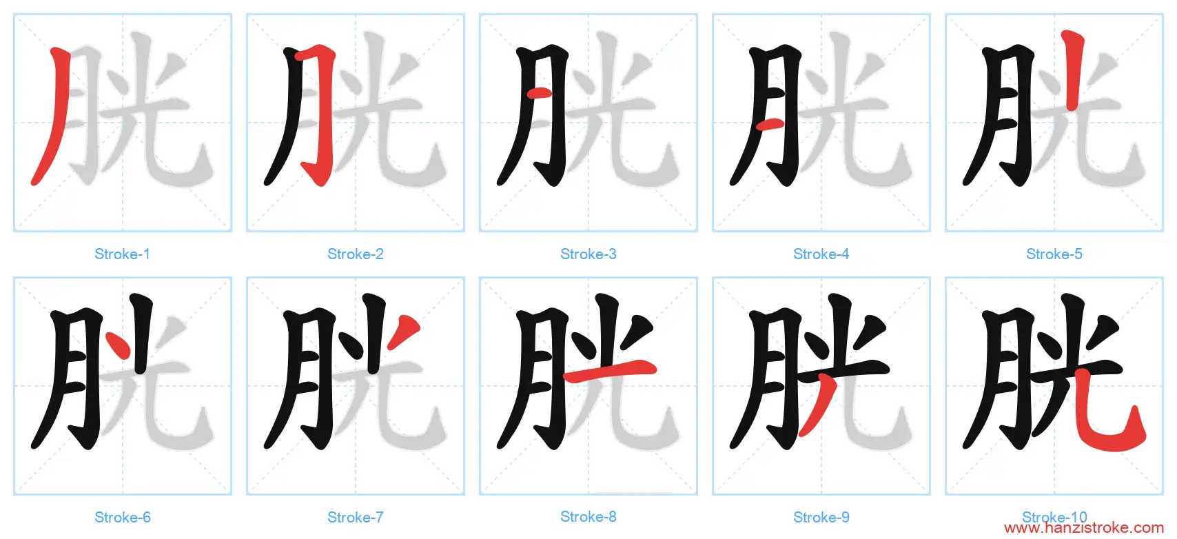 胱 stroke order diagram