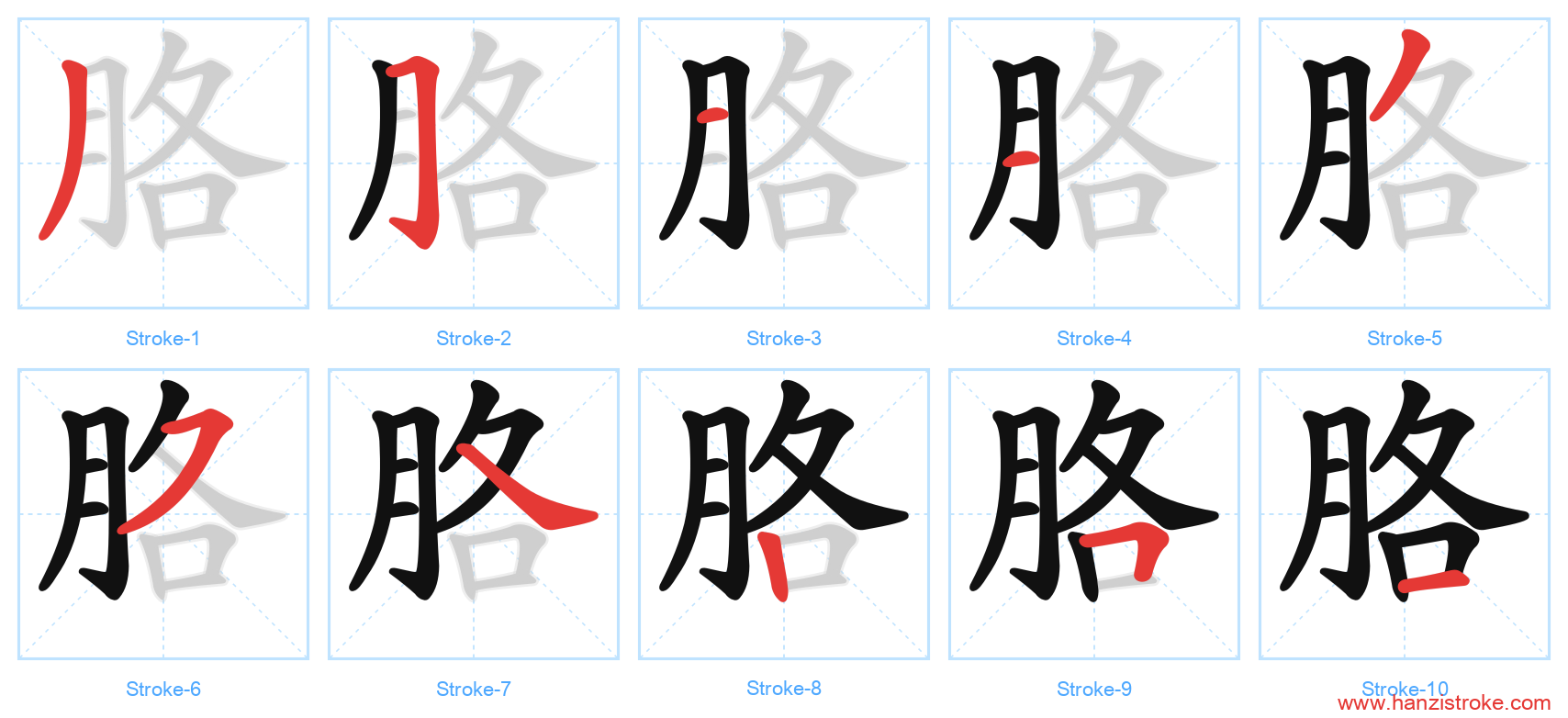 胳 stroke order diagram