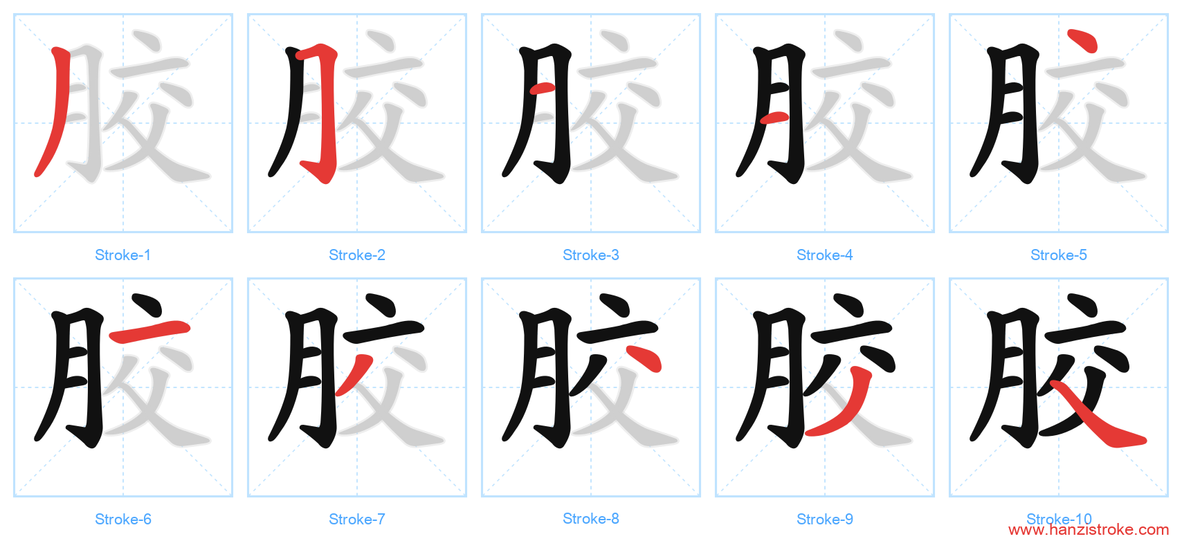 胶 stroke order diagram