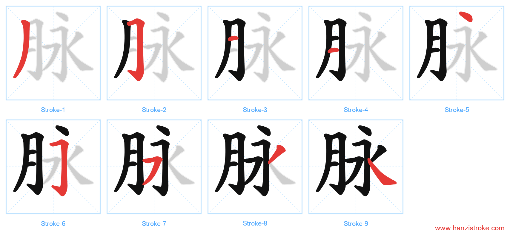 脉 stroke order diagram
