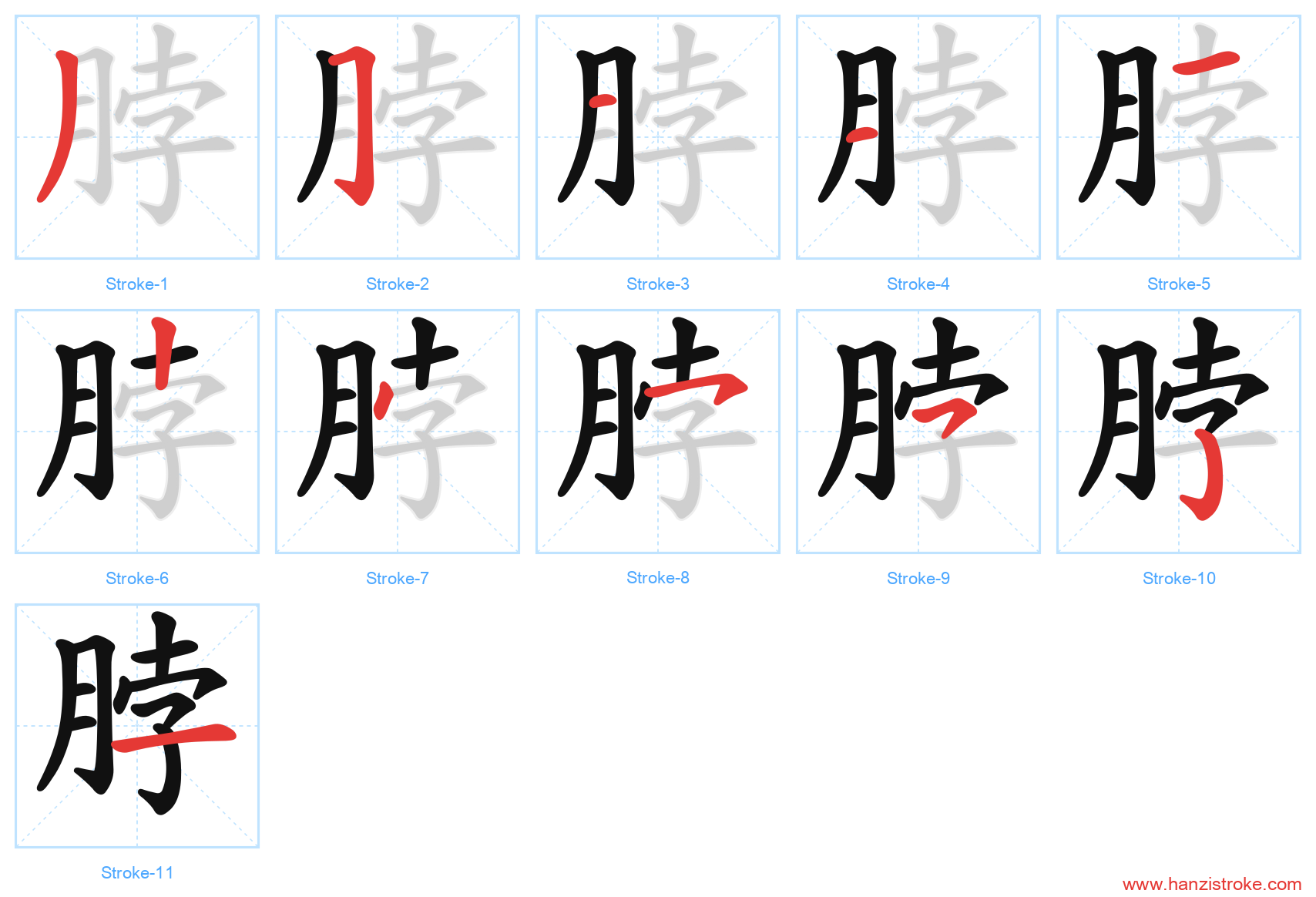 脖 stroke order diagram