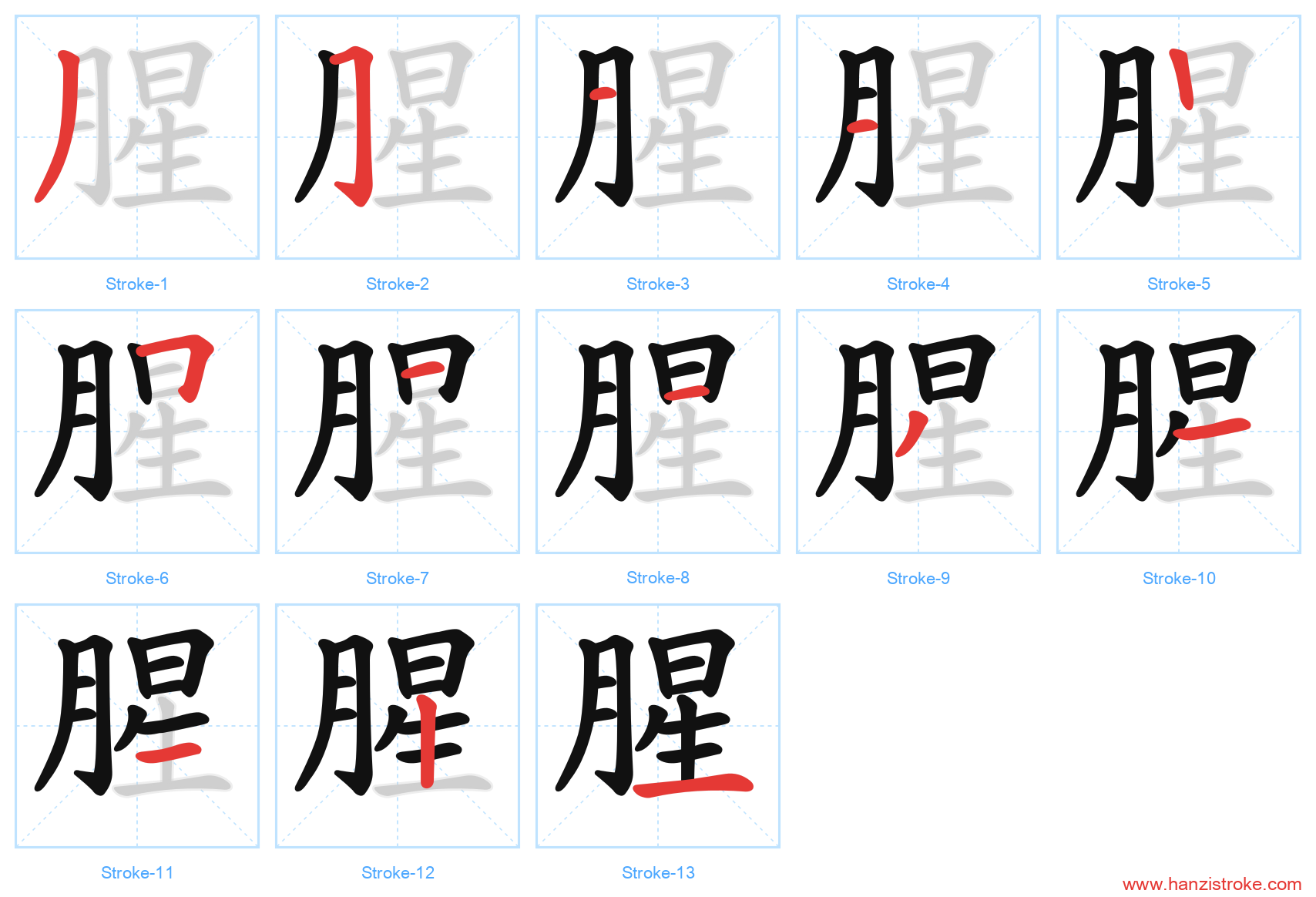 腥 stroke order diagram