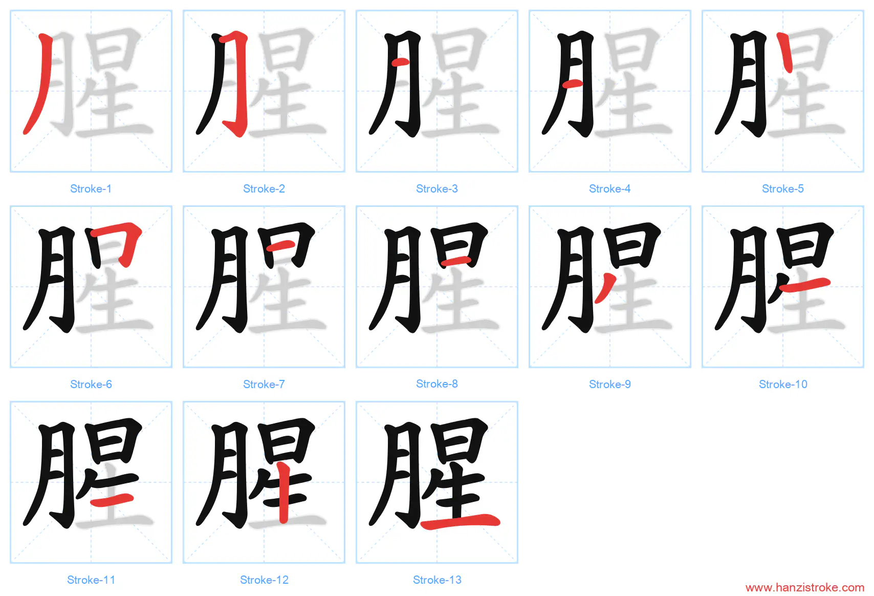 腥 stroke order diagram