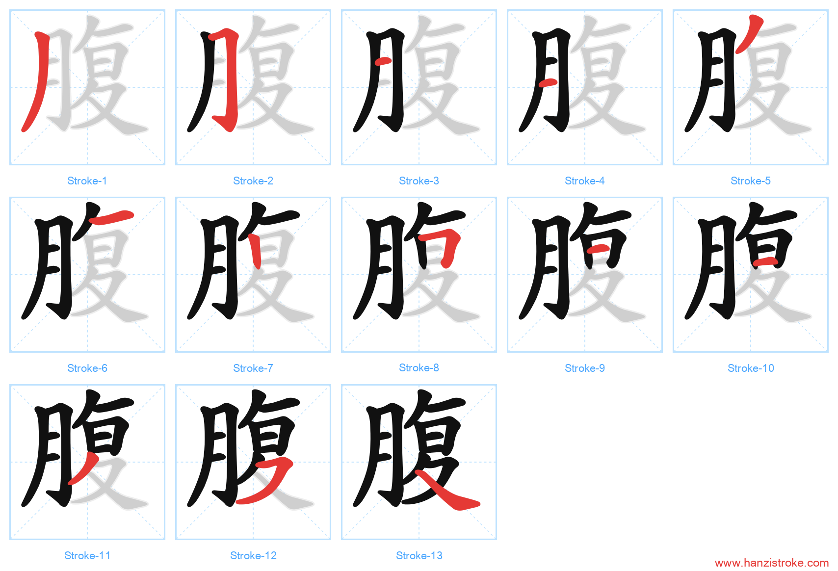 腹 stroke order diagram