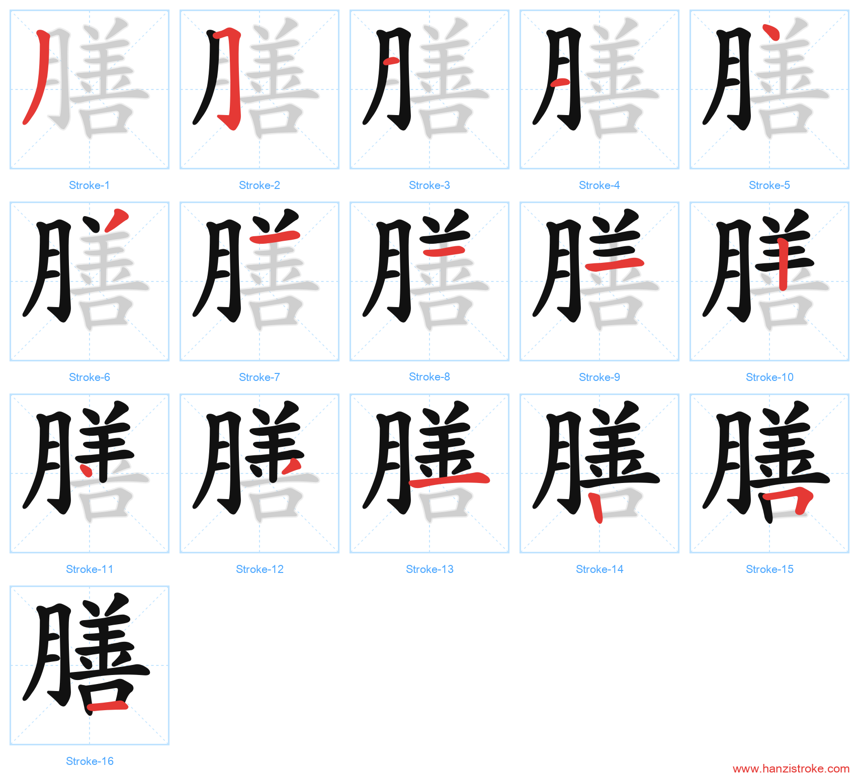 膳 stroke order diagram