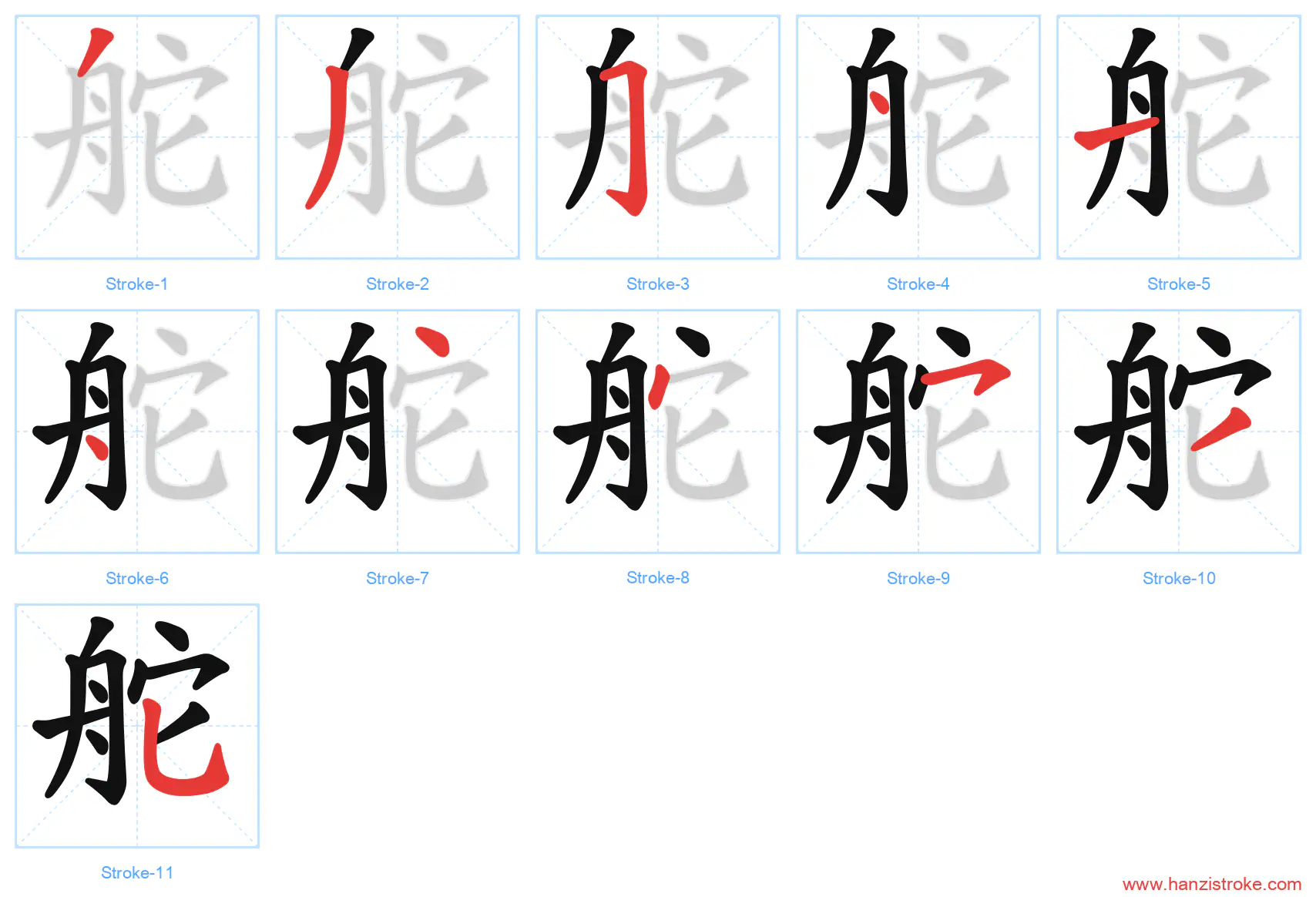 舵 stroke order diagram