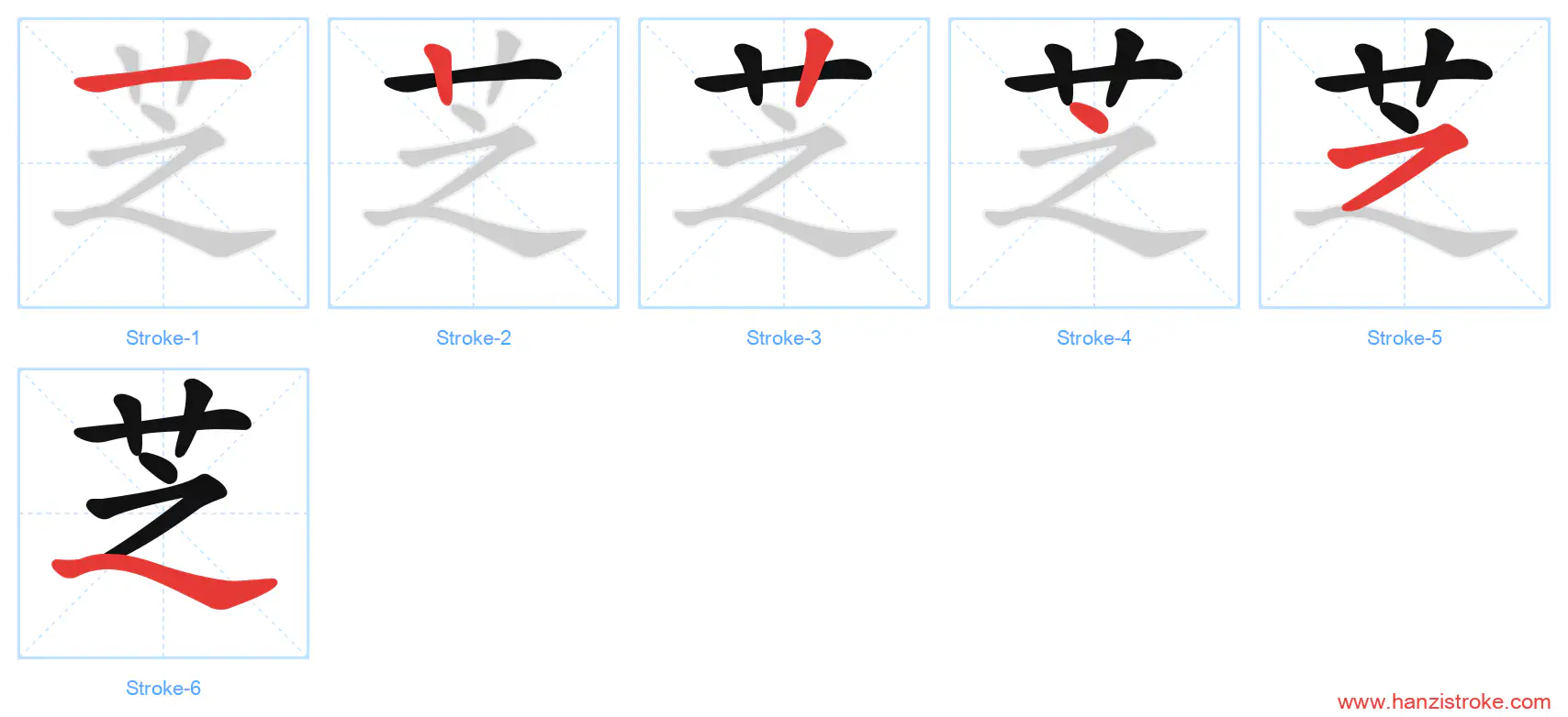 芝 stroke order diagram