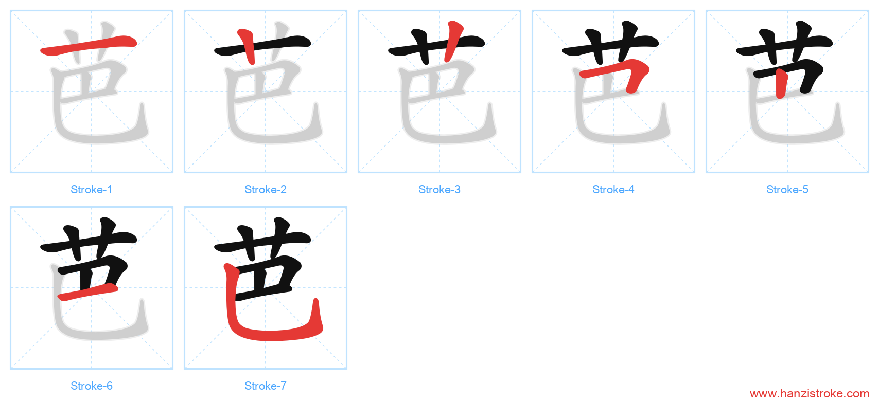 芭 stroke order diagram