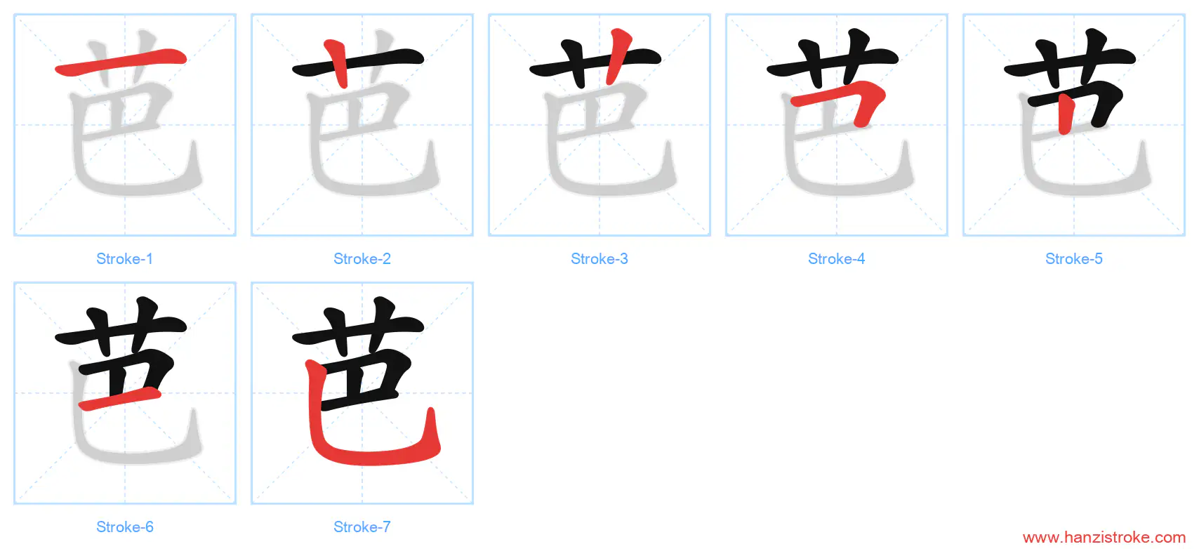 芭 stroke order diagram