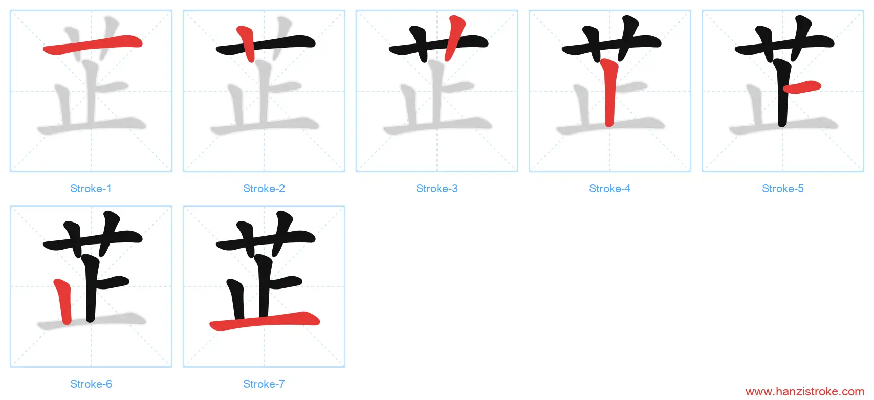 芷 stroke order diagram