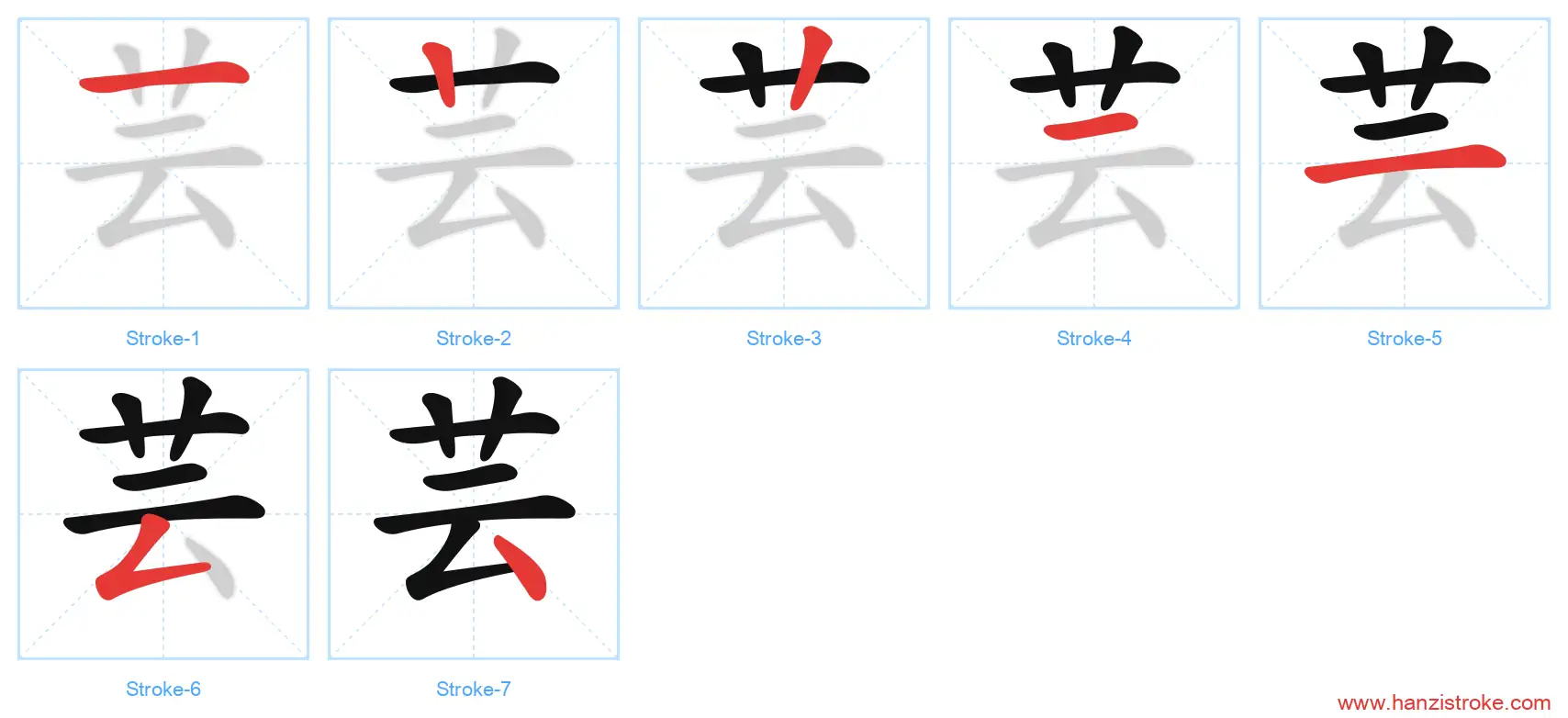 芸 stroke order diagram