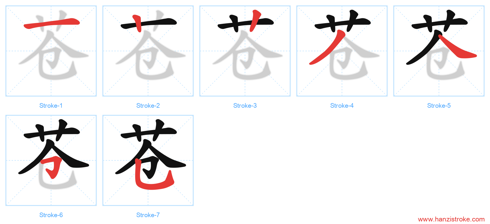 苍 stroke order diagram