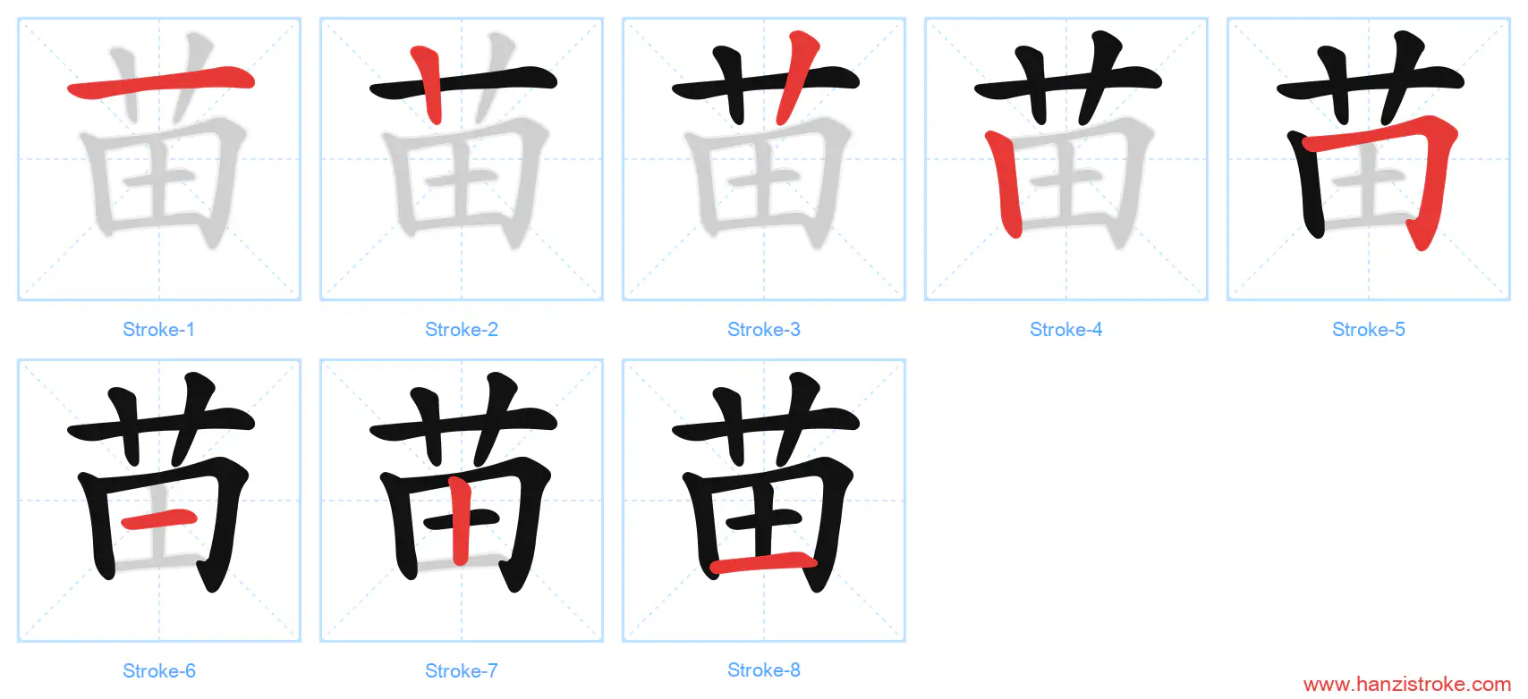 苗 stroke order diagram