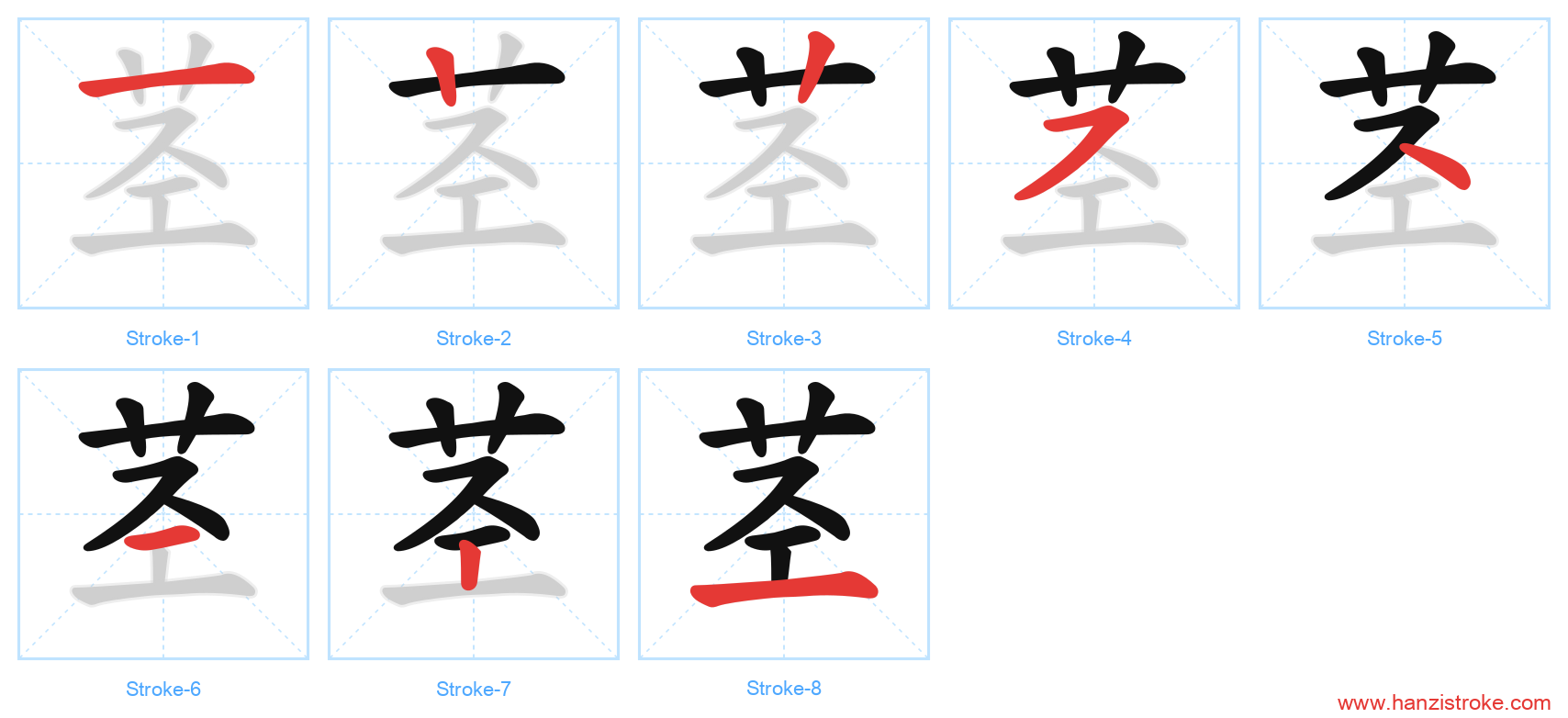 茎 stroke order diagram